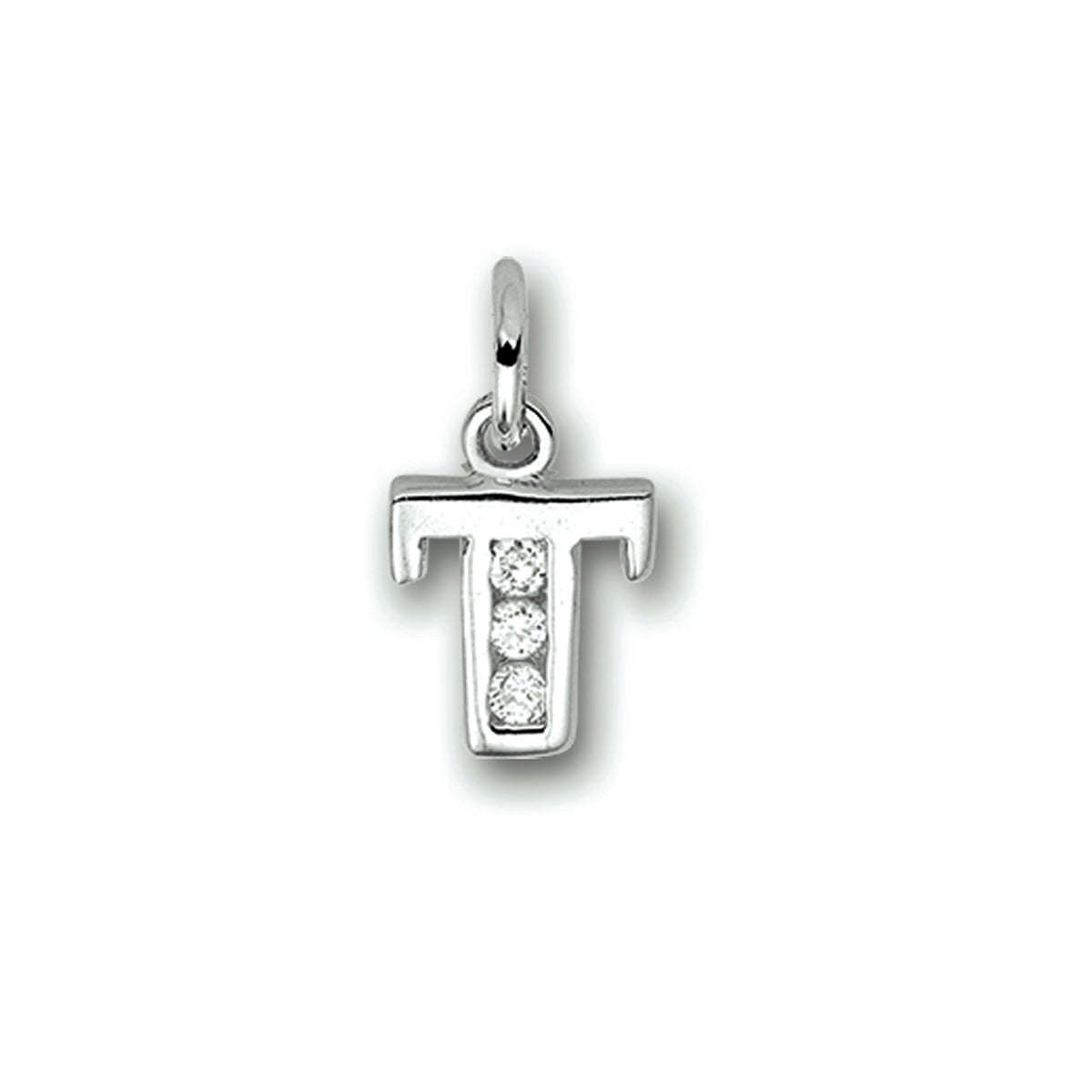 Hanger letter T zirkonia 10,5 mm zilver #Letter_T