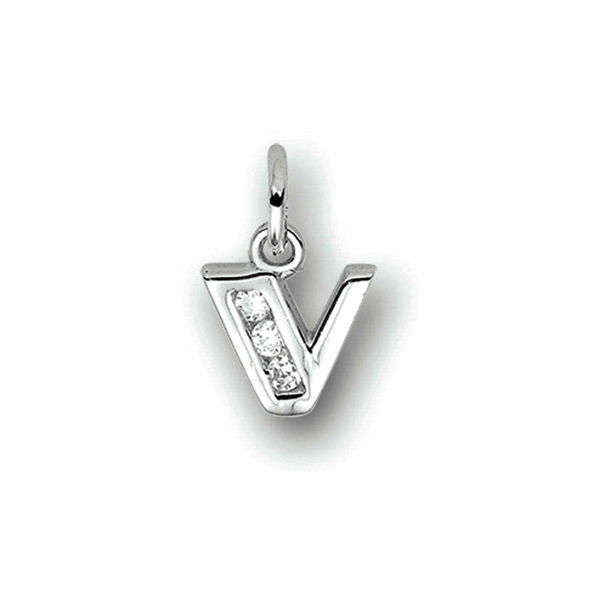Hanger letter V zirkonia 9,5 mm zilver #Letter_V