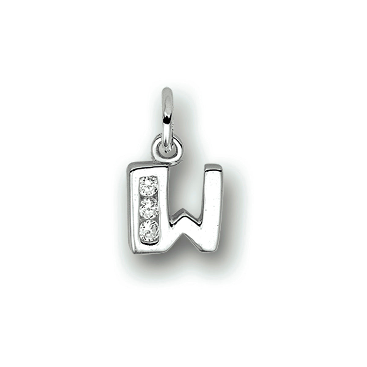 Hanger letter W zirkonia 9 mm zilver #Letter_W