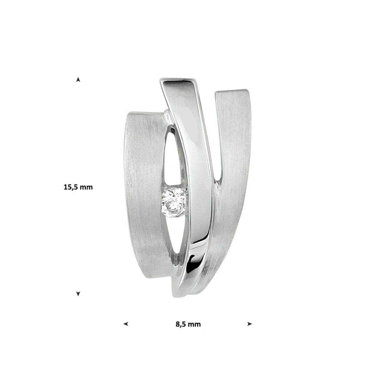 zilver gerhodineerd hanger zirkonia poli/mat 1304940 - PansiteNederland.nl