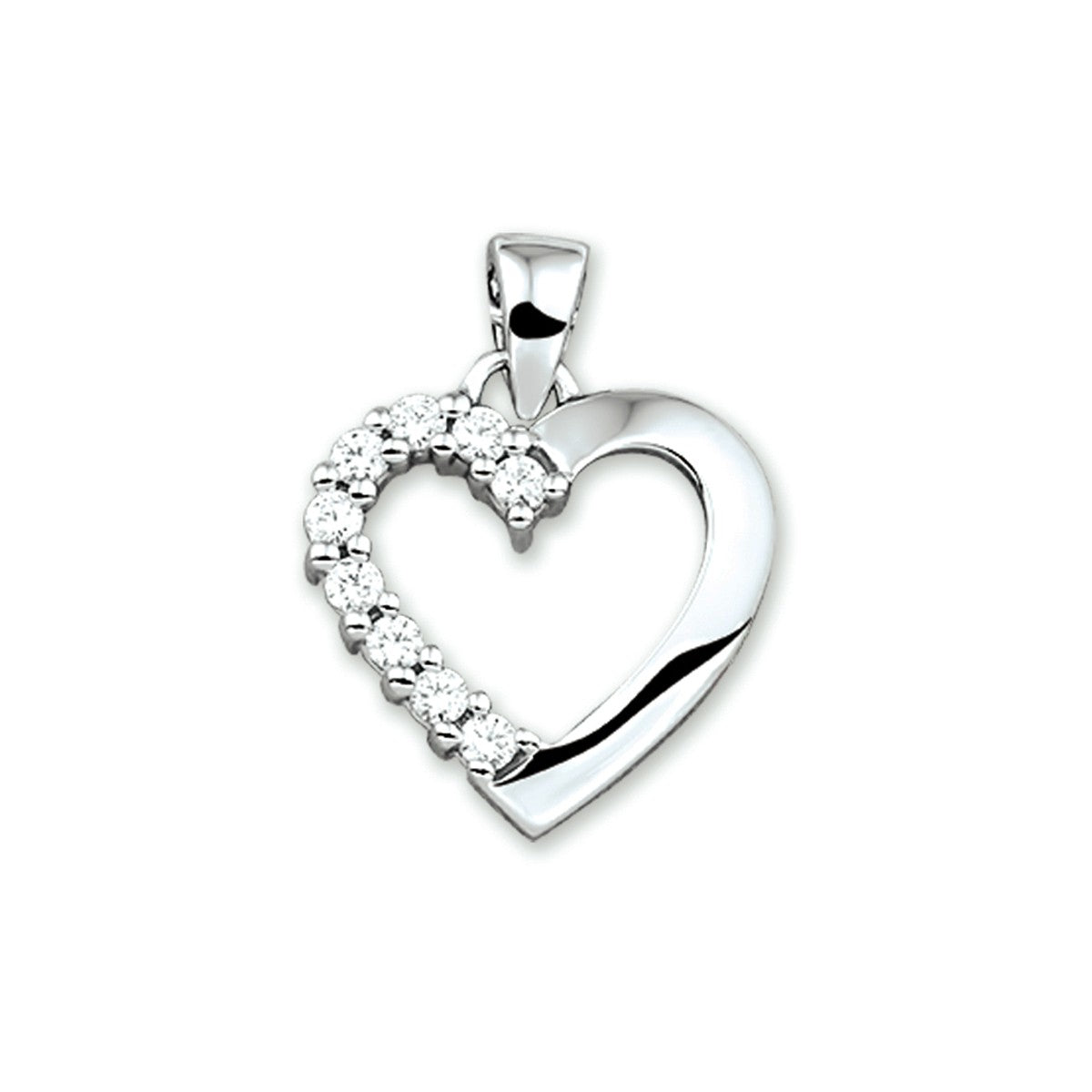 zilver gerhodineerd hanger hart zirkonia 1305559 - PansiteNederland.nl