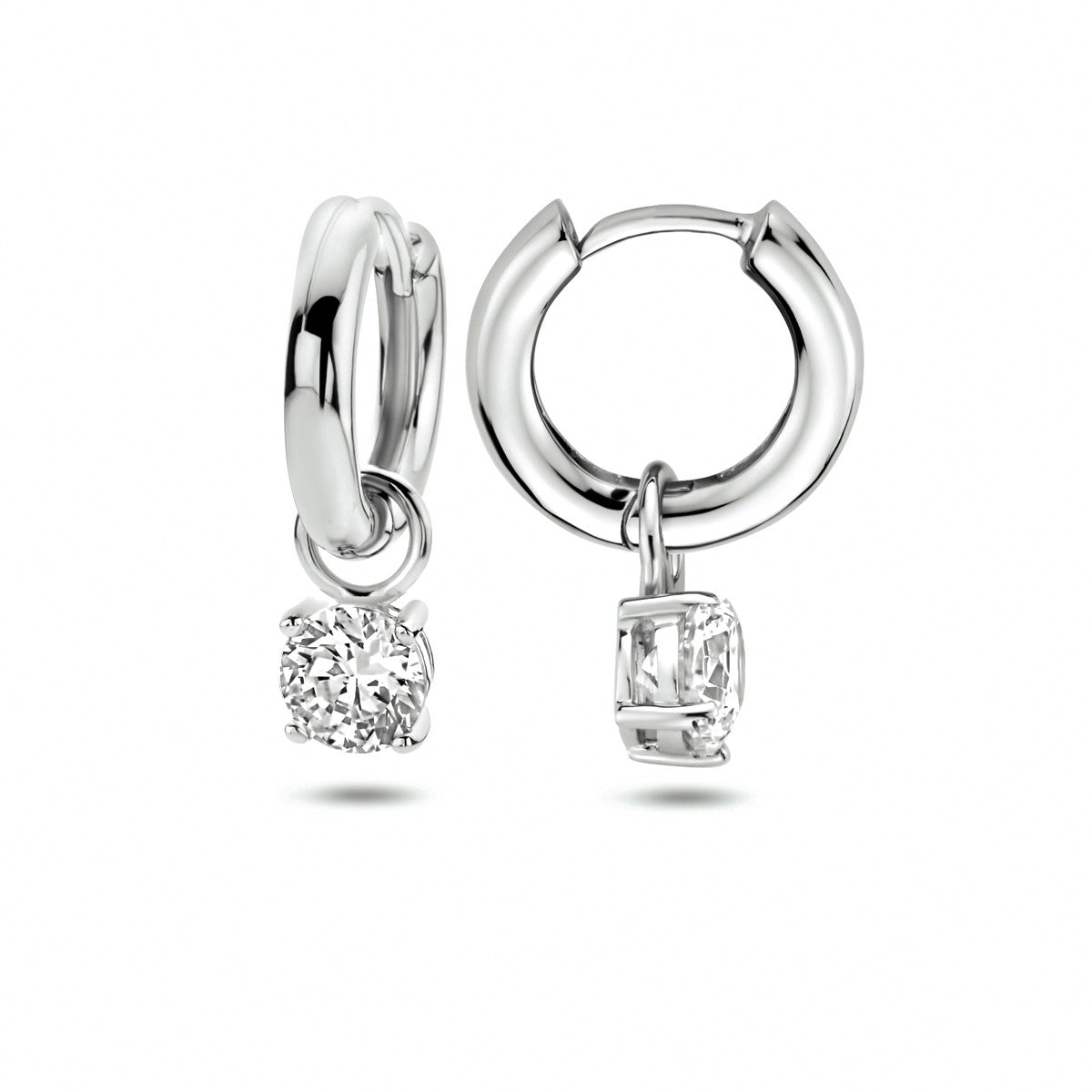 Zilver Gerhodineerd Klapoorringen Zirkonia 1305791 - PansiteNederland.nl