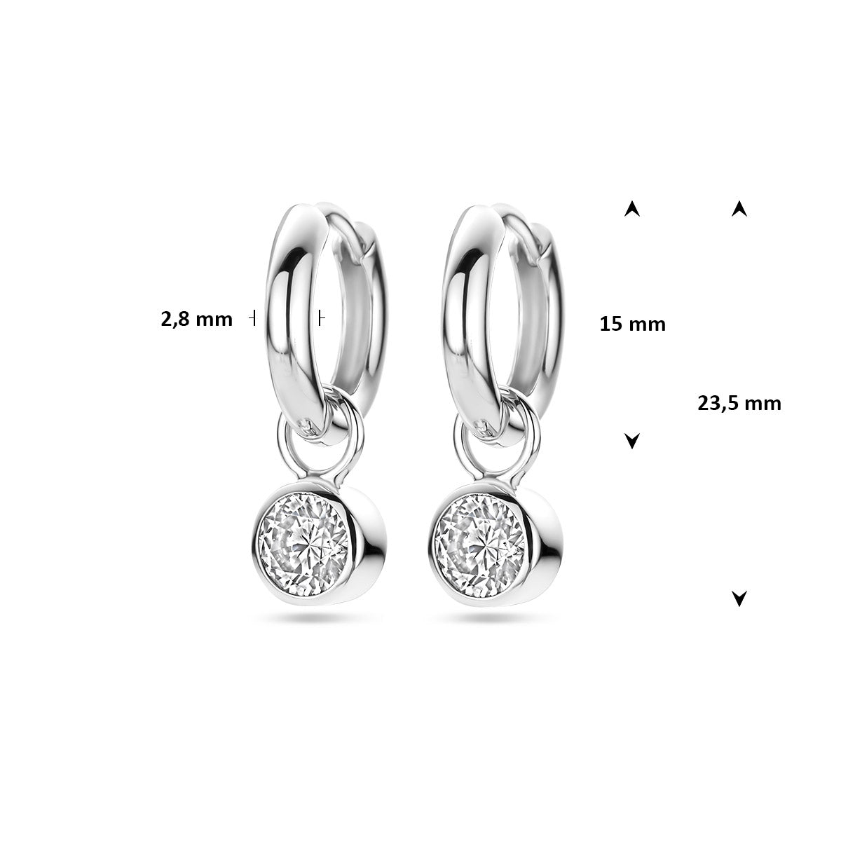 Oorbellen zirkonia zilver
