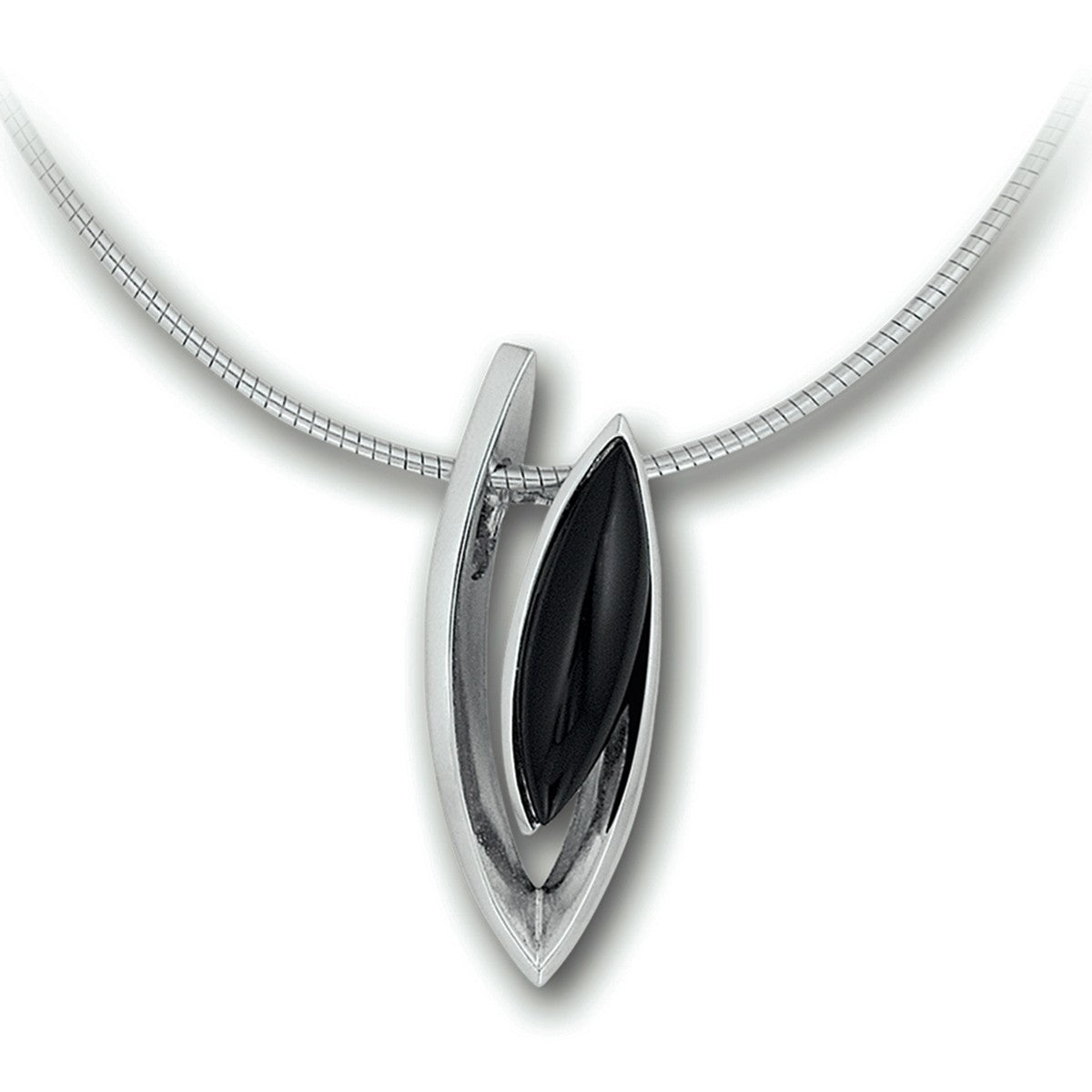 zilver gerhodineerd collier onyx 42 + 3 cm 1305911 - PansiteNederland.nl