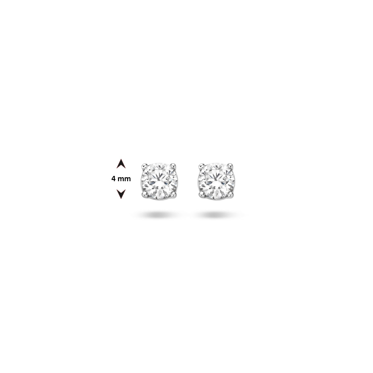 Oorknoppen zirkonia zilver gerhodineerd wit 4 mm #Kleur_Wit