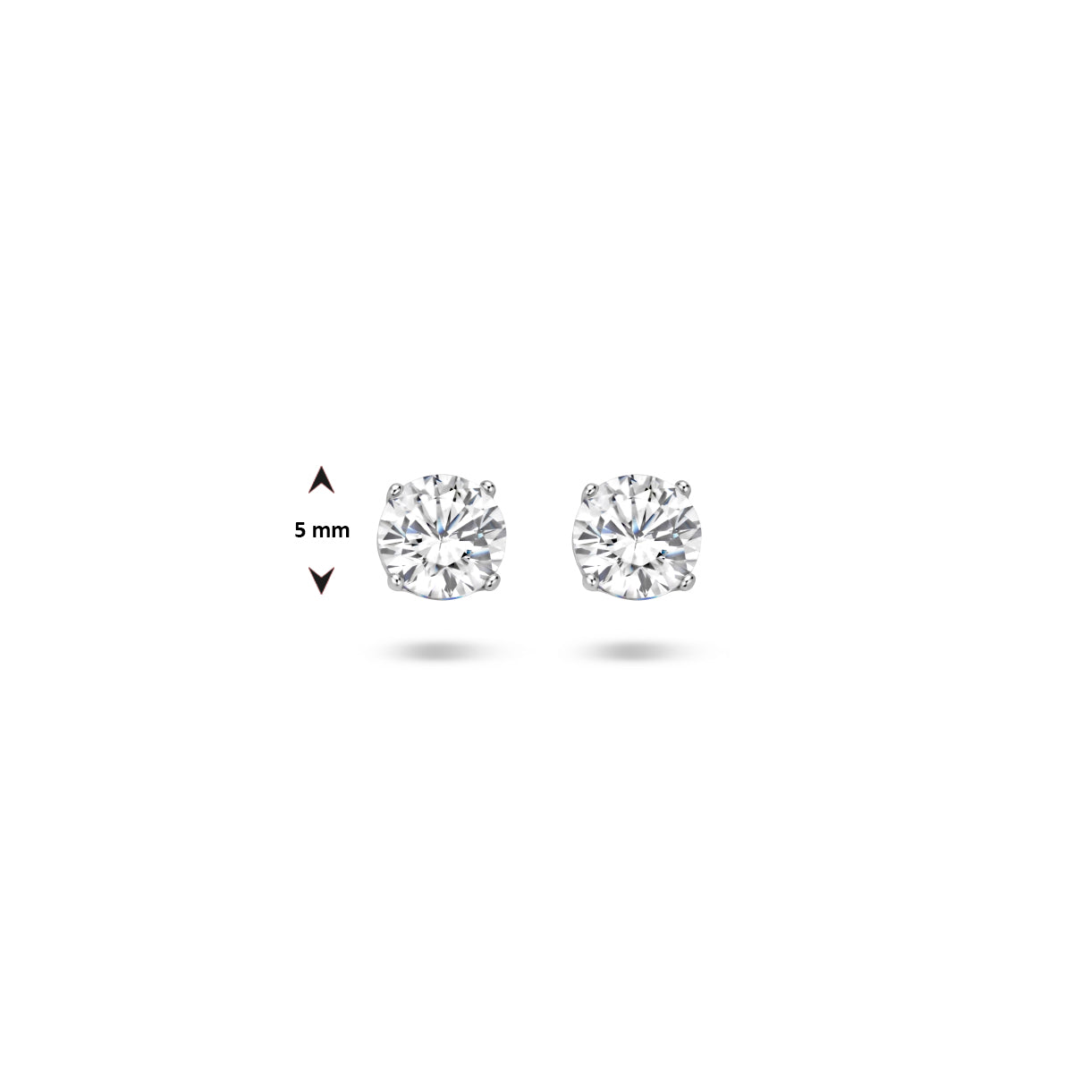 Oorknoppen zirkonia zilver gerhodineerd wit 5 mm #Kleur_Wit