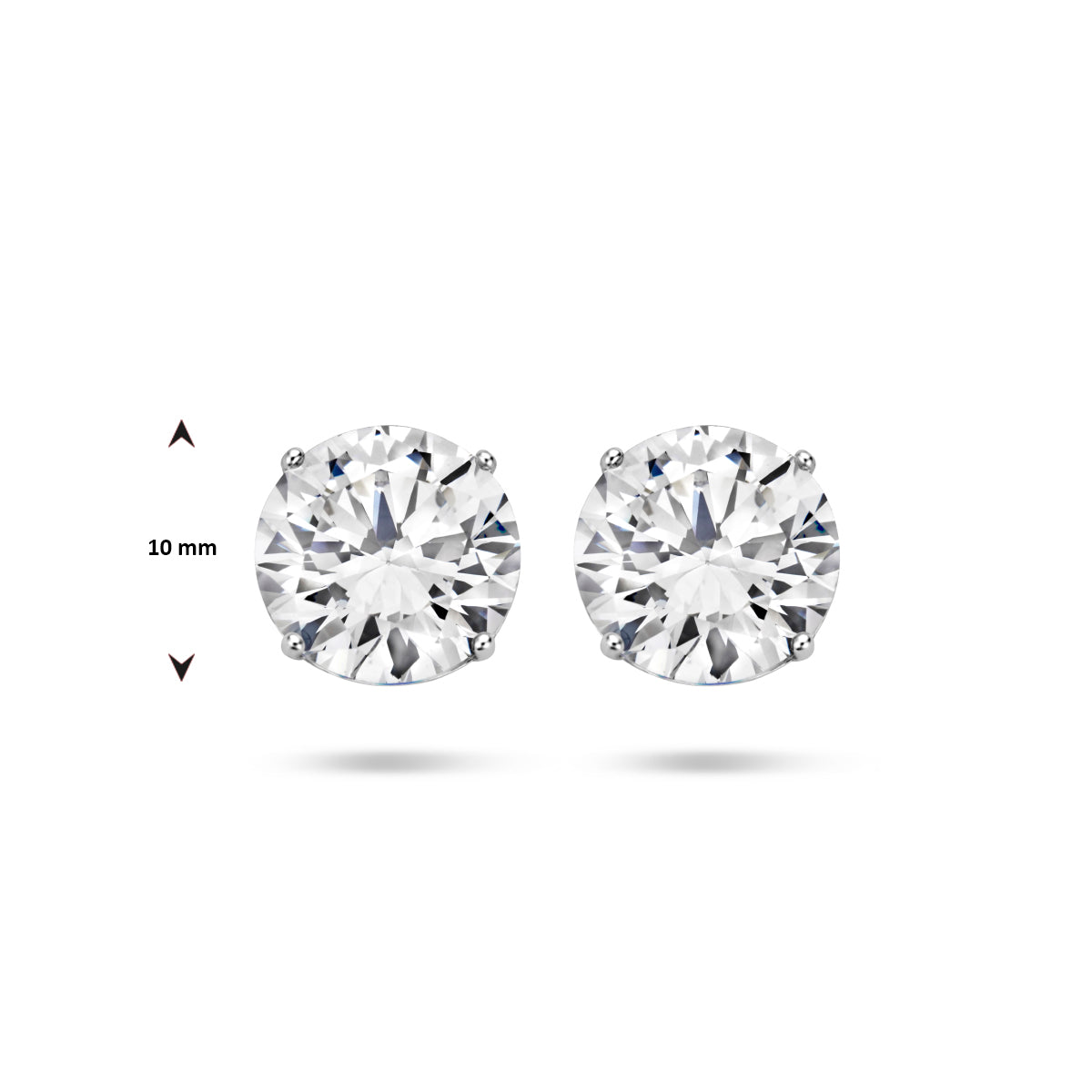 Oorknoppen zirkonia zilver gerhodineerd wit 10 mm #Kleur_Wit