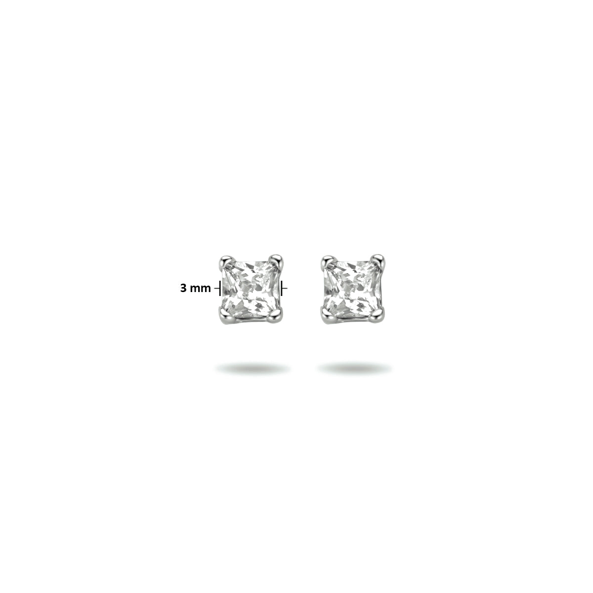 Oorknoppen zirkonia prinses zilver gerhodineerd 3 mm #Diameter steen (mm)_3