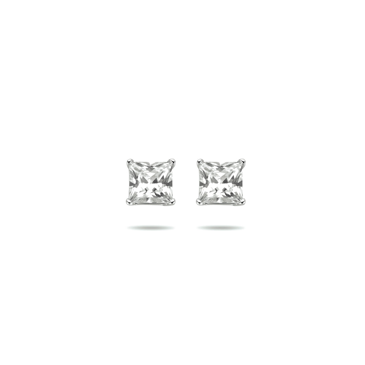Oorknoppen zirkonia prinses zilver gerhodineerd 7 mm #Diameter steen (mm)_7
