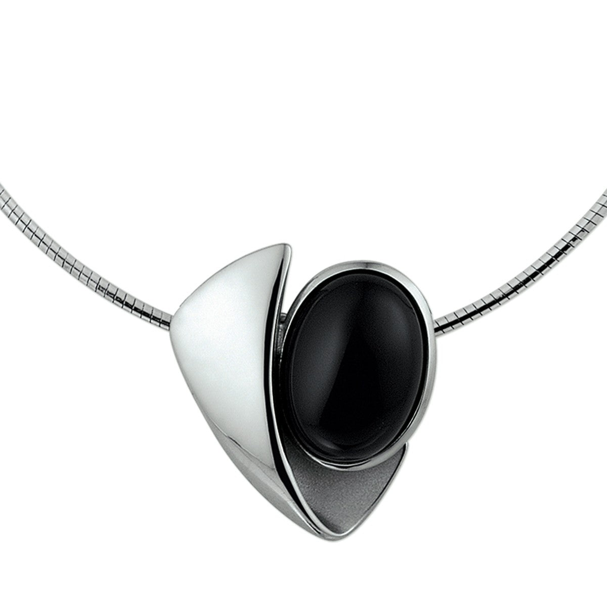 zilver gerhodineerd collier onyx 42 + 3 cm 1307082 - PansiteNederland.nl