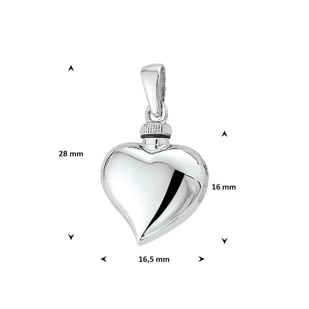 Urnhanger hart 16 mm zilver