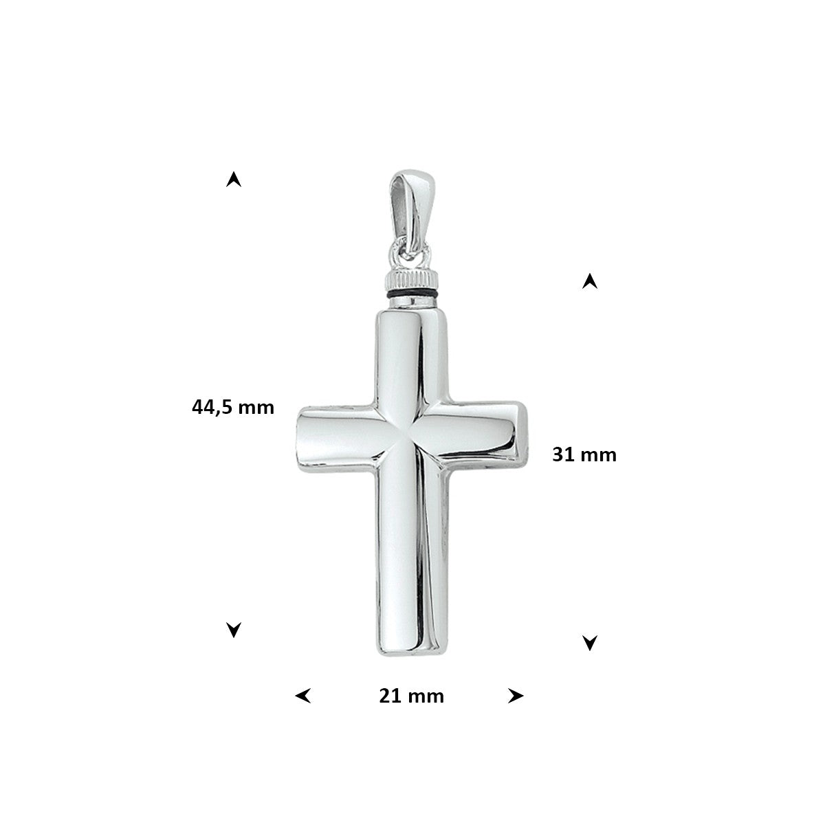 Urnhanger kruis 31 mm zilver