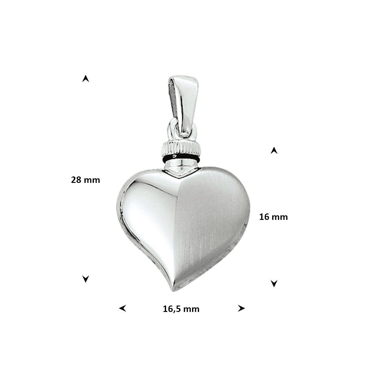 Urnhanger hart poli/mat 16 mm zilver