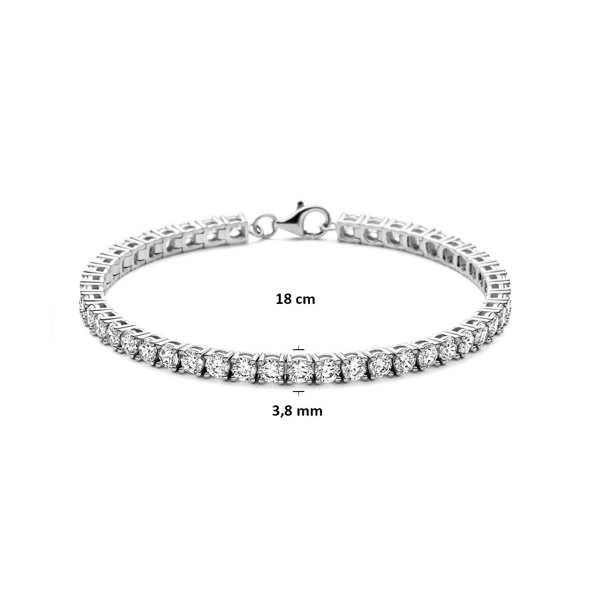 Tennisarmband zirkonia 3,8 mm zilver