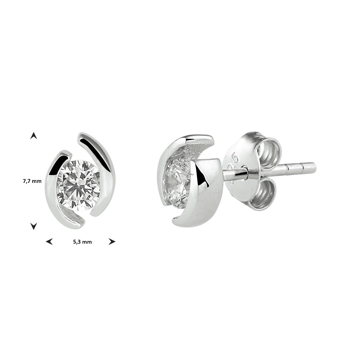 Zilver Gerhodineerd Oorknoppen Zirkonia 1311107 - PansiteNederland.nl