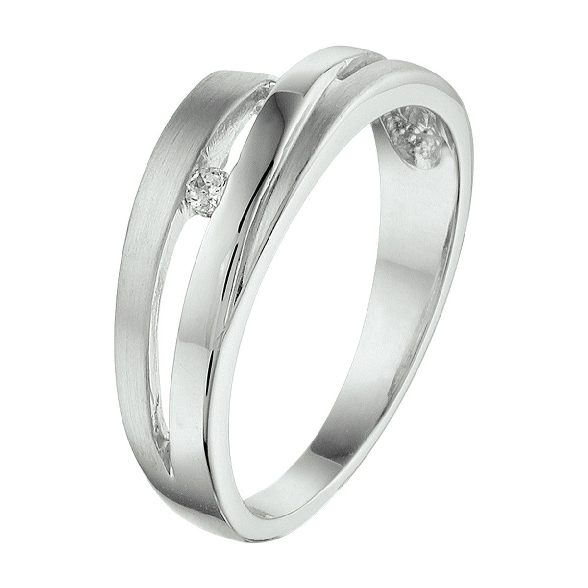 Gerhodineerd Zilver Ring Met Zirkonia Poli/Mat 1311397 - PansiteNederland.nl