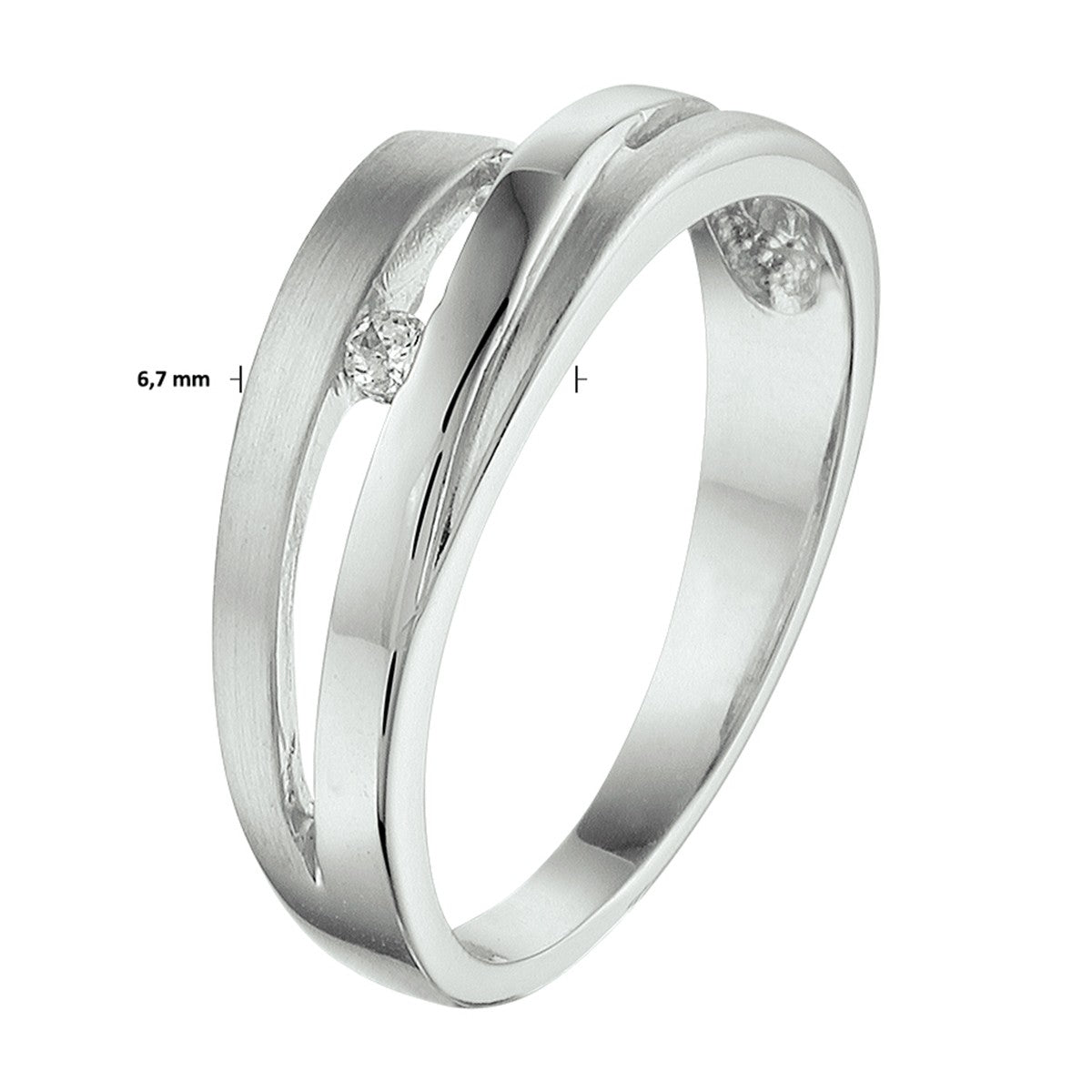 Gerhodineerd Zilver Ring Met Zirkonia Poli/Mat 1311397 - PansiteNederland.nl