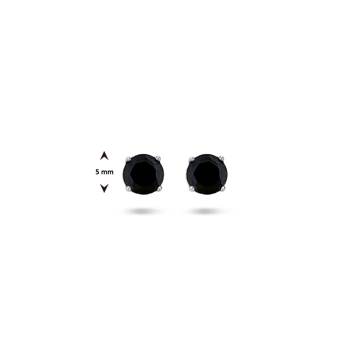 Oorknoppen zirkonia zilver gerhodineerd zwart 5 mm #Kleur_Zwart