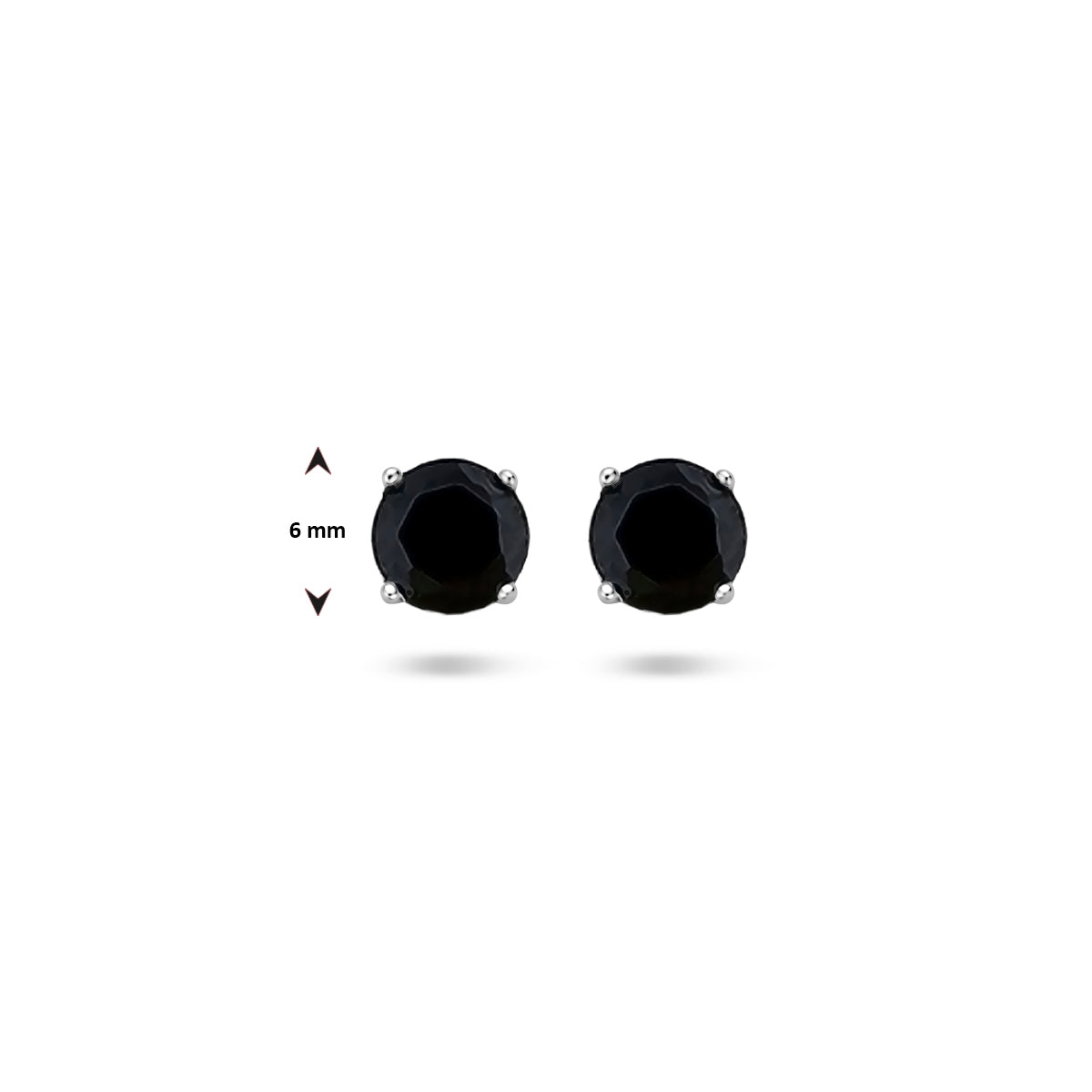 Oorknoppen zirkonia zilver gerhodineerd zwart 6 mm #Kleur_Zwart