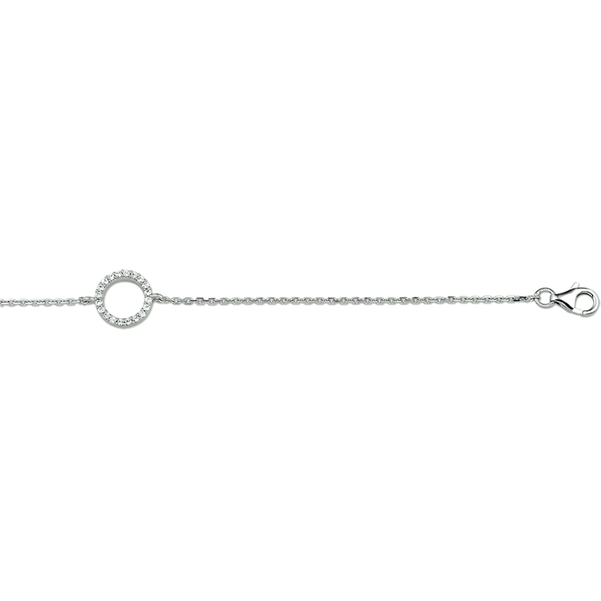 Armband zirkonia 15,5 + 2,5 cm zilver gerhodineerd