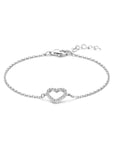 Zilver Gerhodineerd Armband Hart Zirkonia 15,5 + 2,5 Cm 1313968