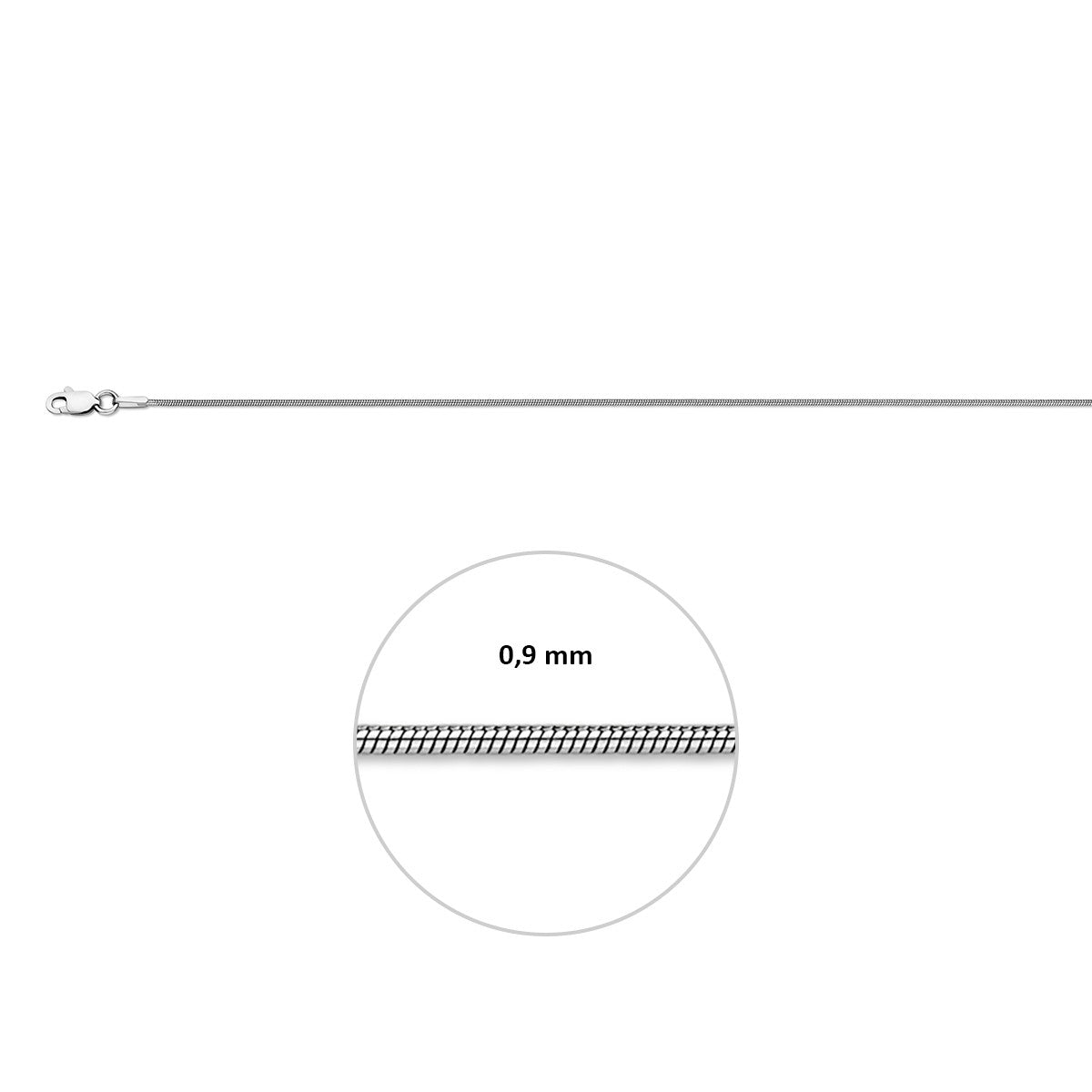 Slang rond 0,9 mm zilver