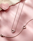 zilver gerhodineerd collier hart zirkonia 40 + 4 cm 1316450 - PansiteNederland.nl