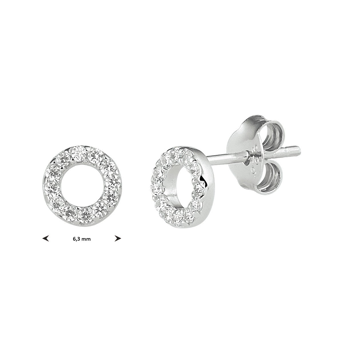 Zilver Gerhodineerd Oorknoppen Zirkonia 1316612 - PansiteNederland.nl