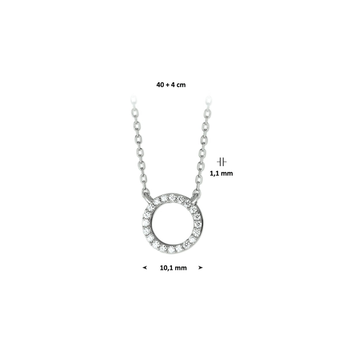 zilver gerhodineerd collier zirkonia 40 + 4 cm 1316980 - PansiteNederland.nl