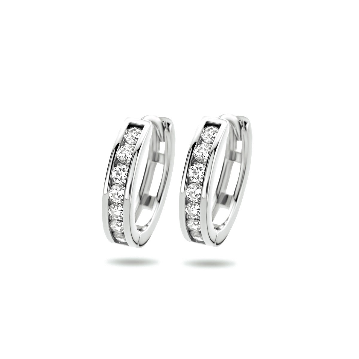 Zilver Gerhodineerd Klapoorringen 3 MM Zirkonia 1317738 - PansiteNederland.nl