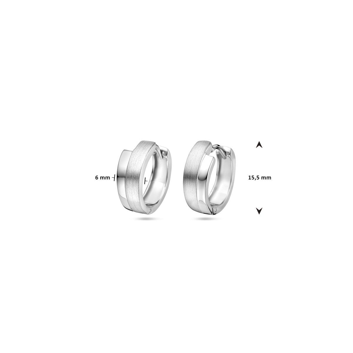 Oorbellen poli/mat 15,5 mm zilver