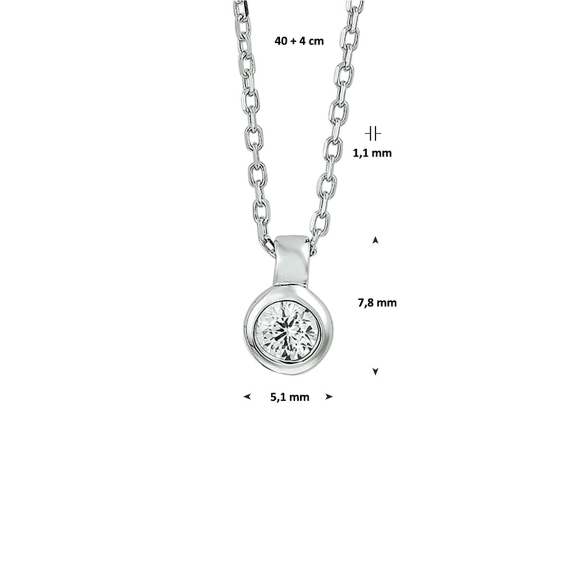 zilver gerhodineerd collier zirkonia 40 + 4 cm 1318366 - PansiteNederland.nl