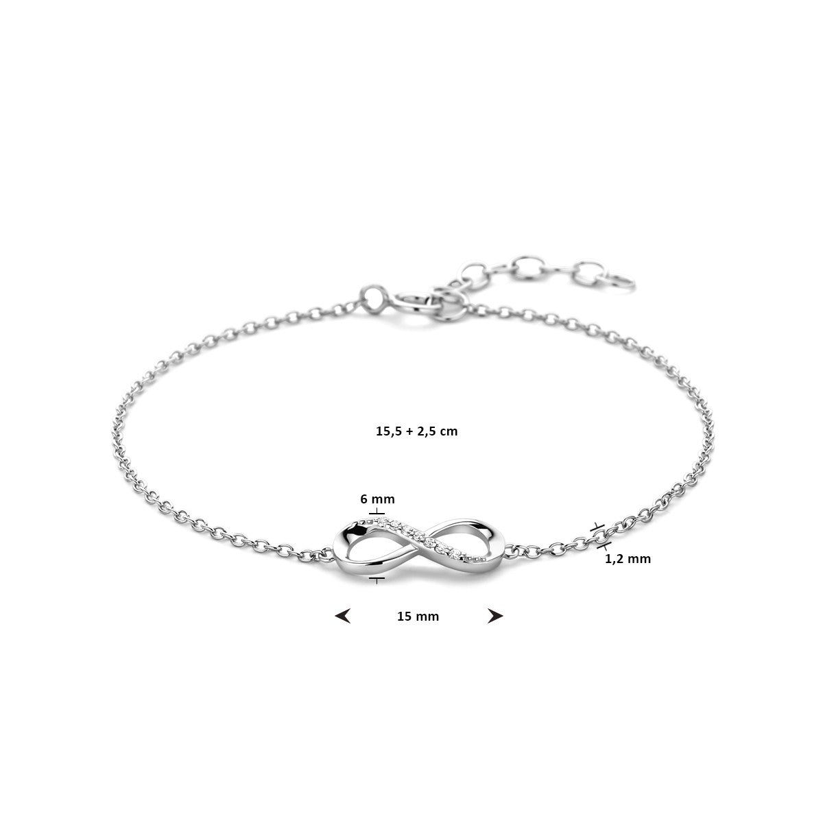armband infinity zirkonia zilver gerhodineerd