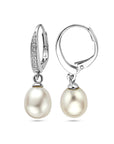 Zilver Gerhodineerd Oorhangers Parel En Zirkonia Brisur Haak 1319037 - PansiteNederland.nl