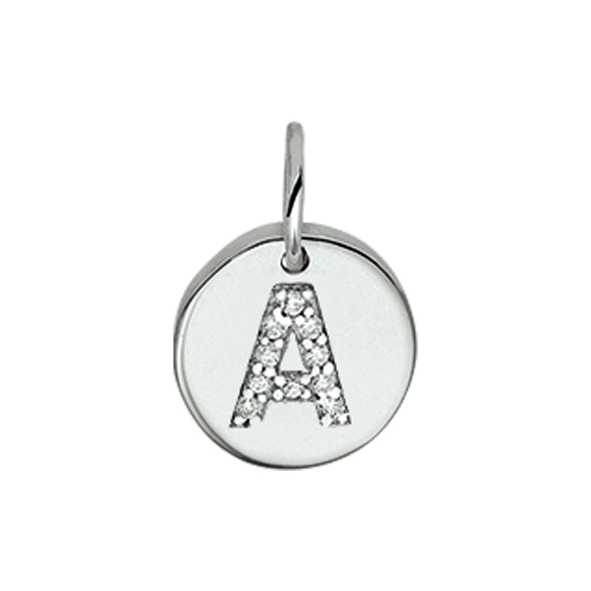 Hanger rondje letter A zirkonia zilver #Letter_A