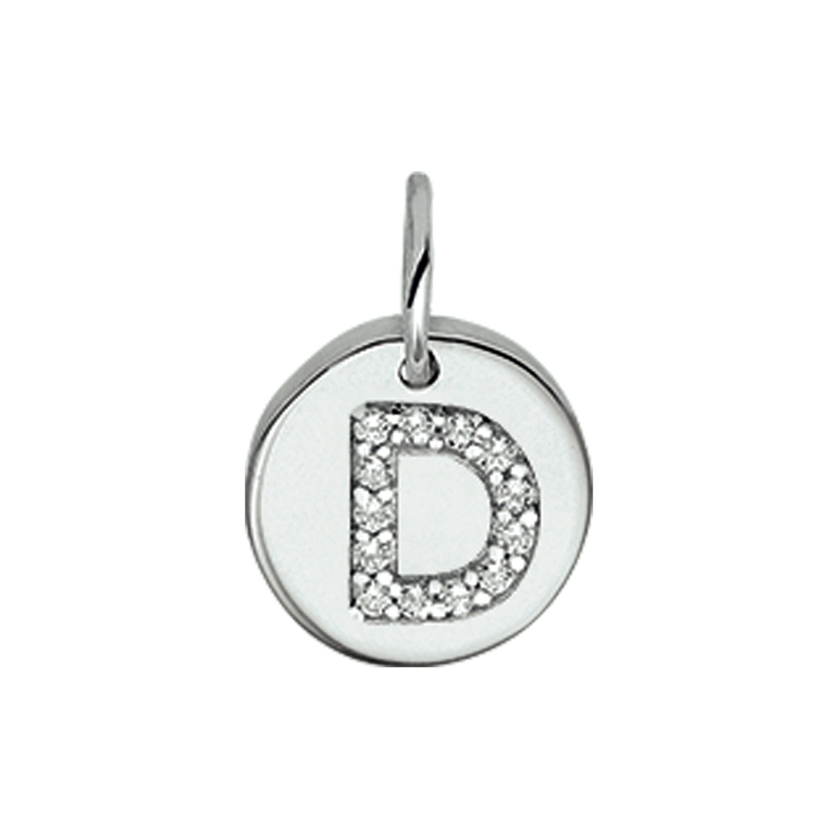 Hanger rondje letter D zirkonia zilver #Letter_D
