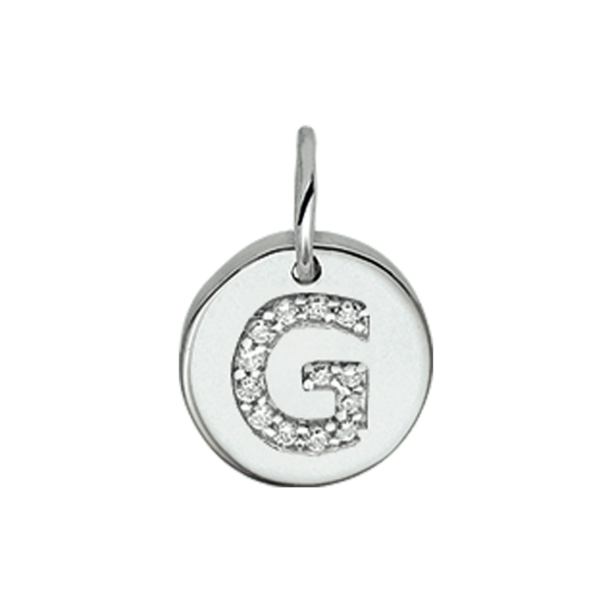 Hanger rondje letter G zirkonia zilver #Letter_G