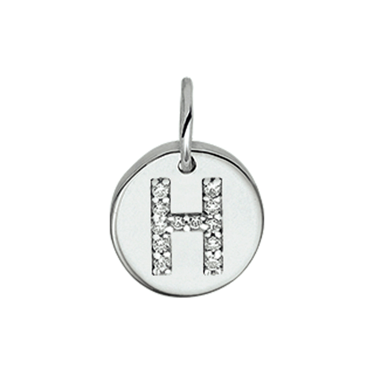 Hanger rondje letter H zirkonia zilver #Letter_H