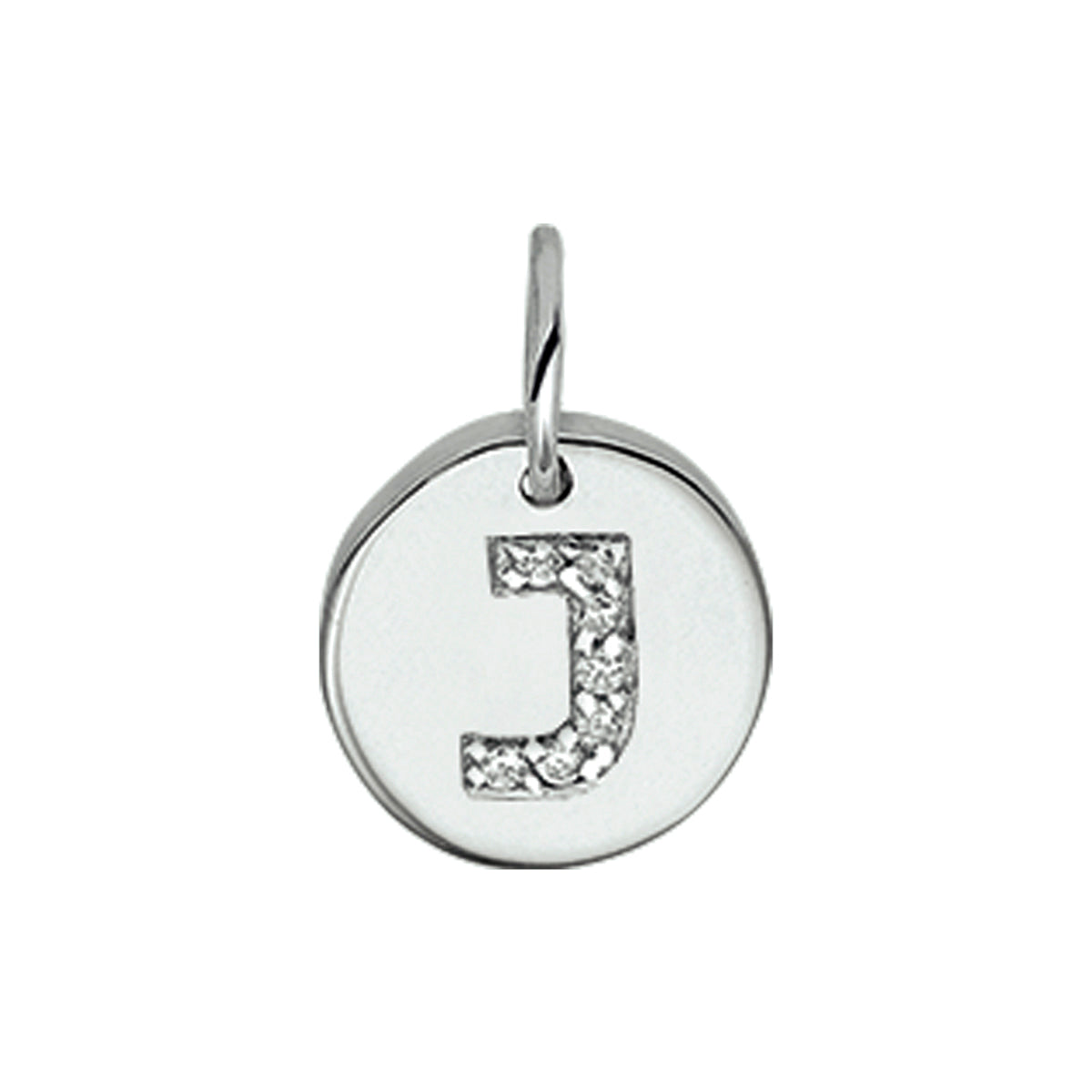 Hanger rondje letter J zirkonia zilver #Letter_J
