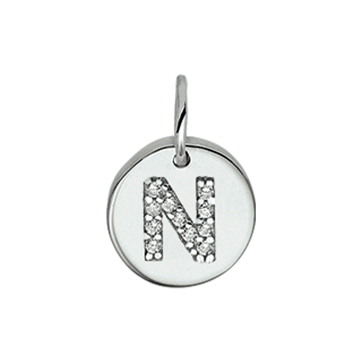 Hanger rondje letter N zirkonia zilver #Letter_N