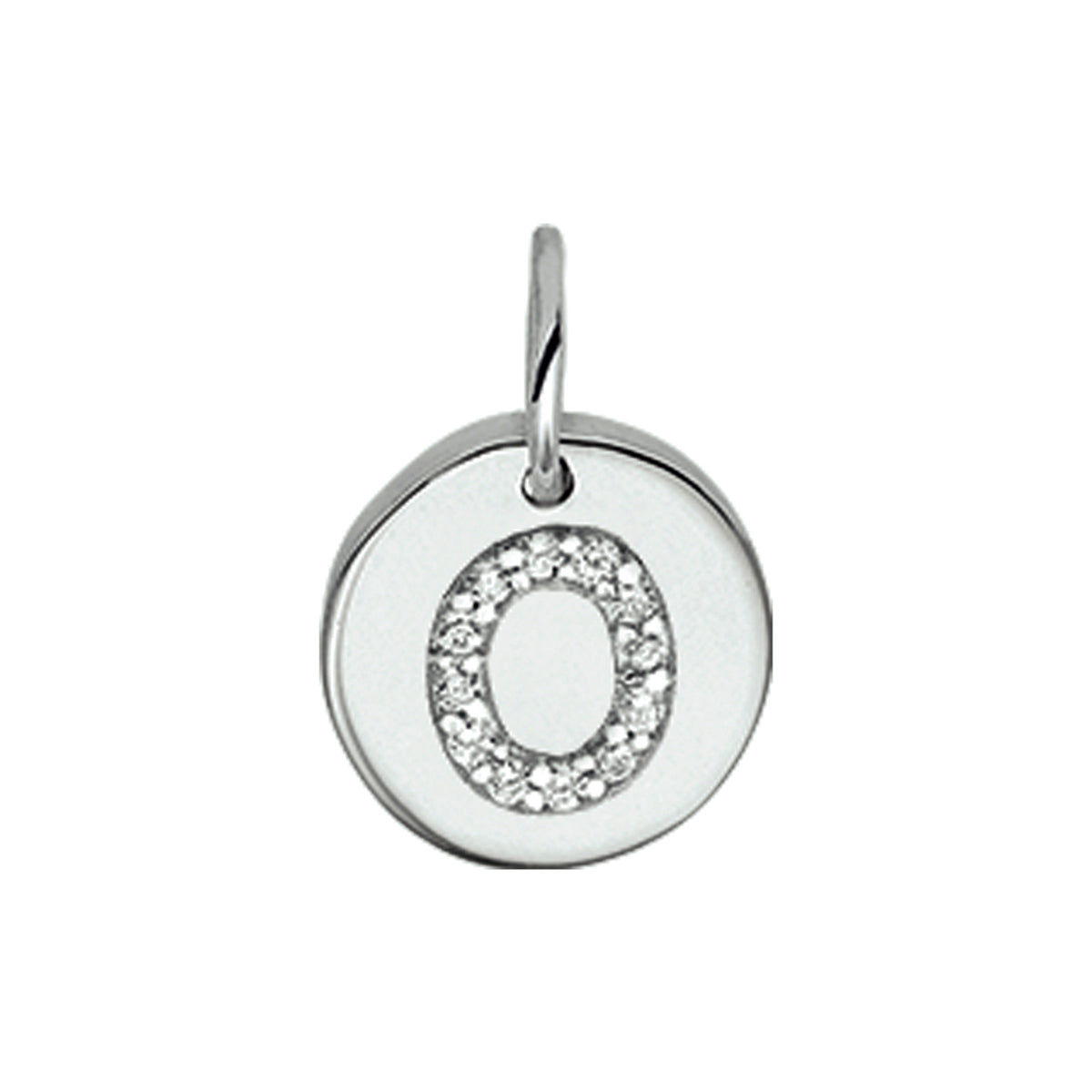 Hanger rondje letter O zirkonia zilver #Letter_O