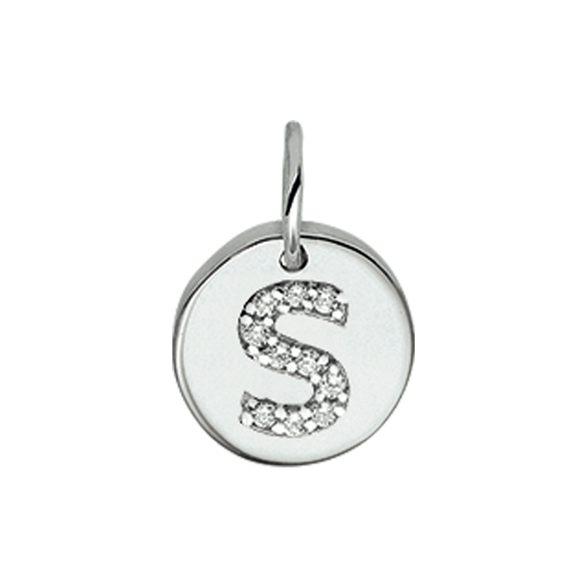 Hanger rondje letter S zirkonia zilver #Letter_S
