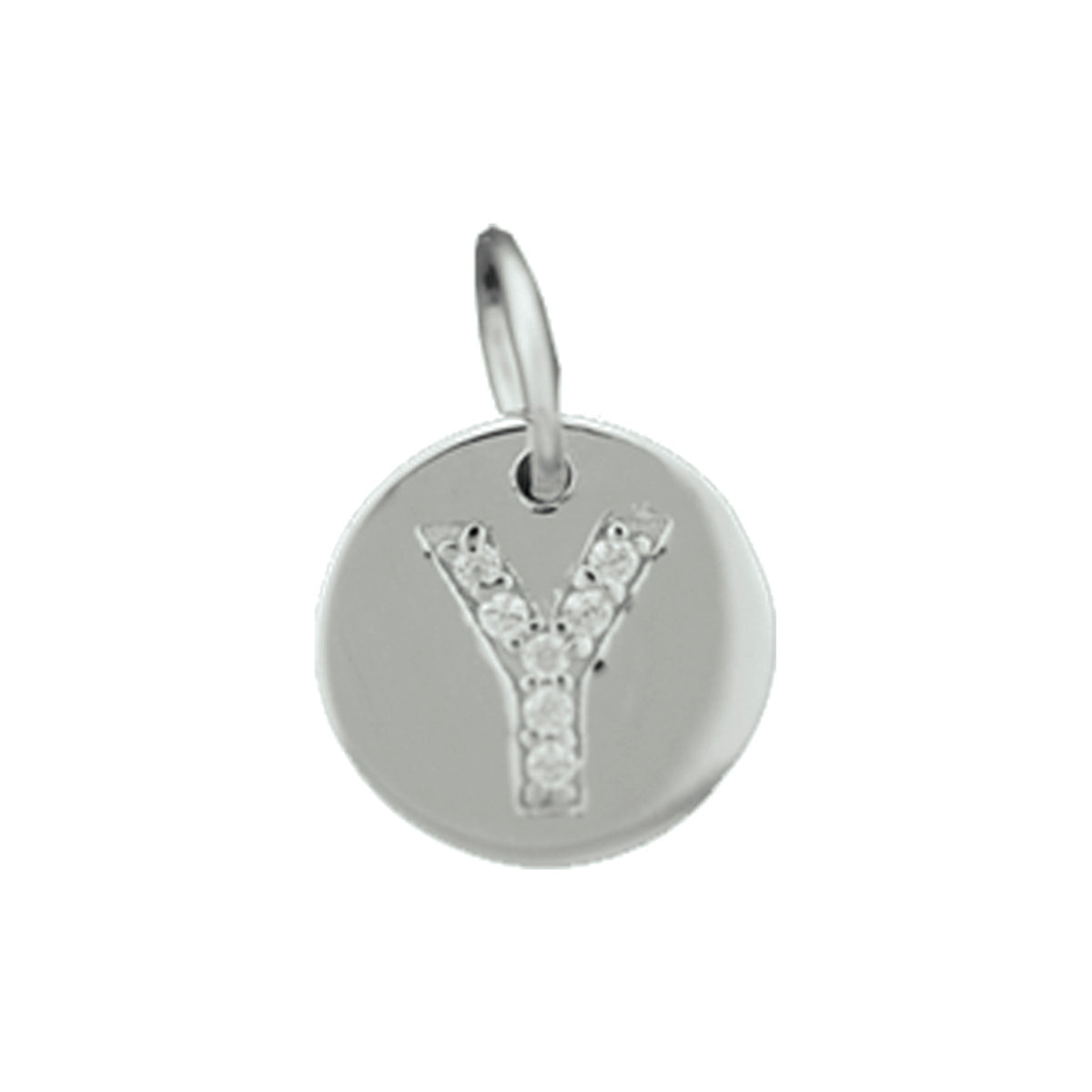 Hanger rondje letter Y zirkonia zilver #Letter_Y