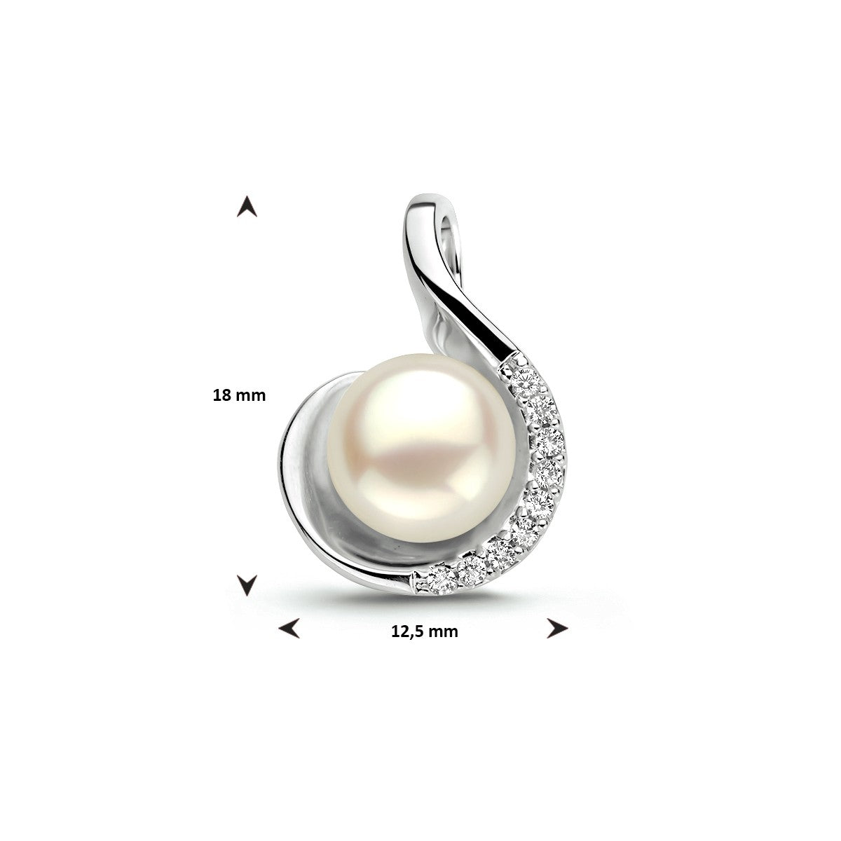 zilver gerhodineerd hanger parel en zirkonia 1319656 - PansiteNederland.nl