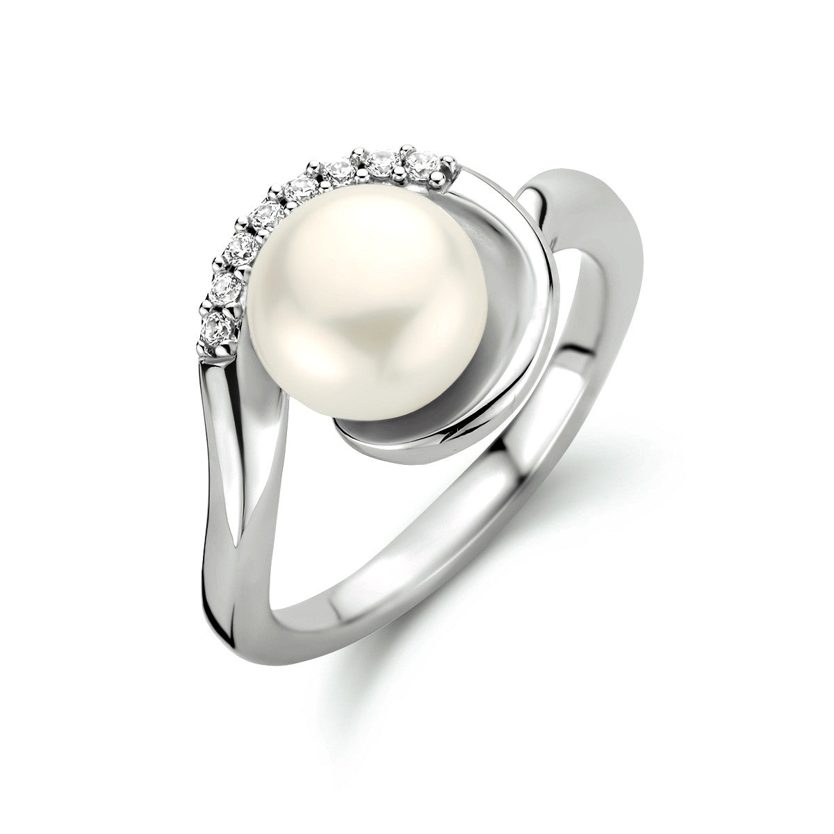 Gerhodineerd Zilver Ring Parel En Met Zirkonia 1319657 - PansiteNederland.nl