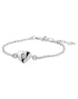 Zilver Gerhodineerd Armband Hart En Zirkonia 13 + 3 Cm 1320034