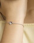 Zilver Gerhodineerd Armband Hart En Zirkonia 13 + 3 Cm 1320034