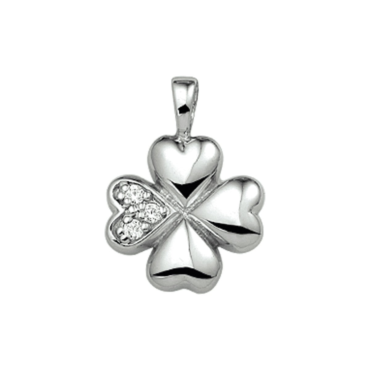 zilver gerhodineerd hanger klavertje zirkonia 1320074 - PansiteNederland.nl