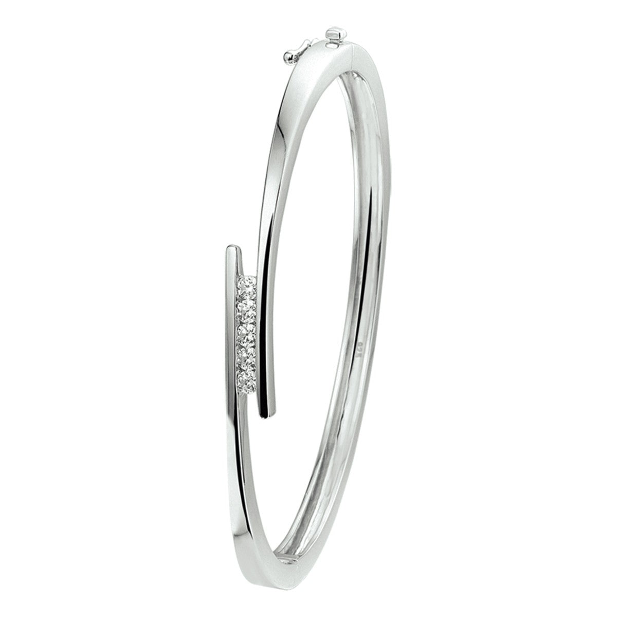 Zilver Gerhodineerd Bangle Scharnier Zirkonia 7,5 X 60 Mm 1320076 - PansiteNederland.nl