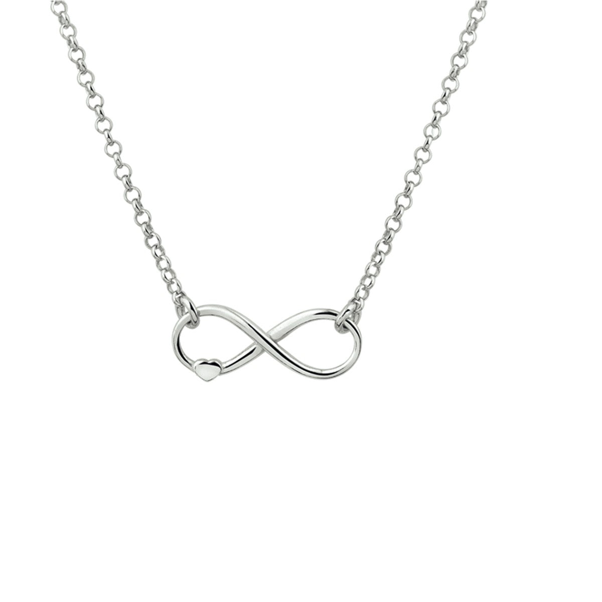 zilver gerhodineerd collier infinity en hart 40 + 4 cm 1320228 - PansiteNederland.nl